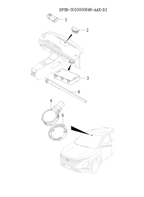 Front internal air conditioning control component  41