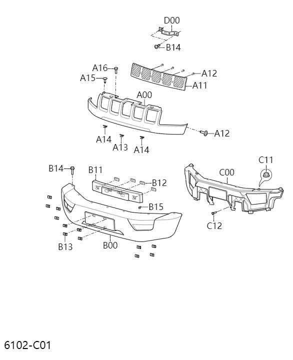 Front bumper and bumper bracket6102