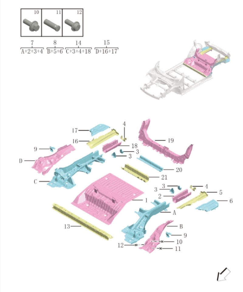 Rear floor of the vehicle5015
