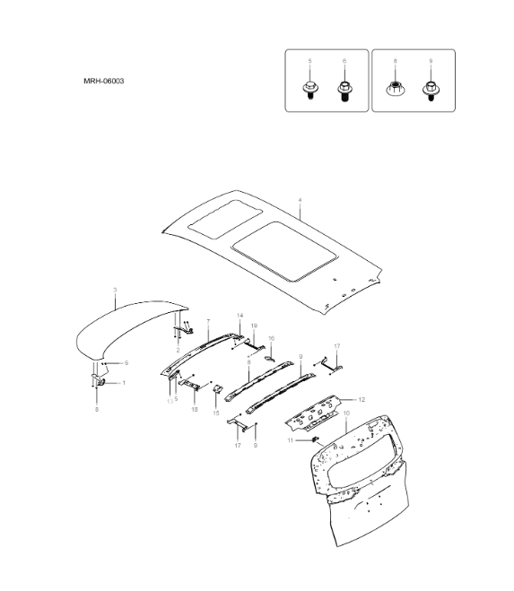 MREH-06003 front and rear hatch covers and top cover