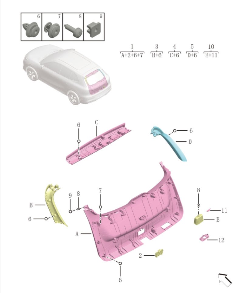 Rear door interior panel6053