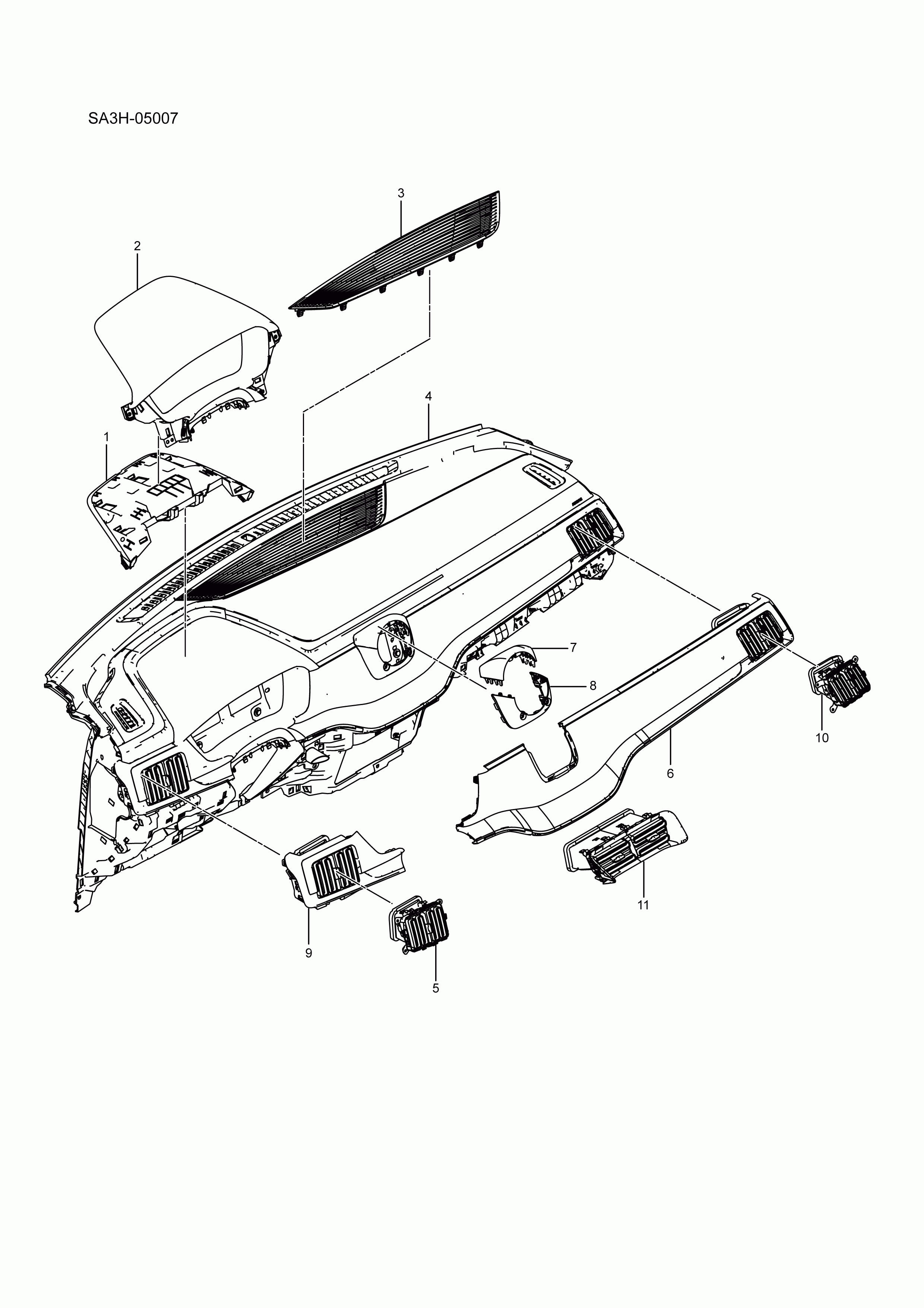 SA3HJ-05007 Instrument panel upper body