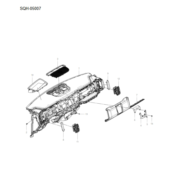 SQH-05007 Instrument panel upper body