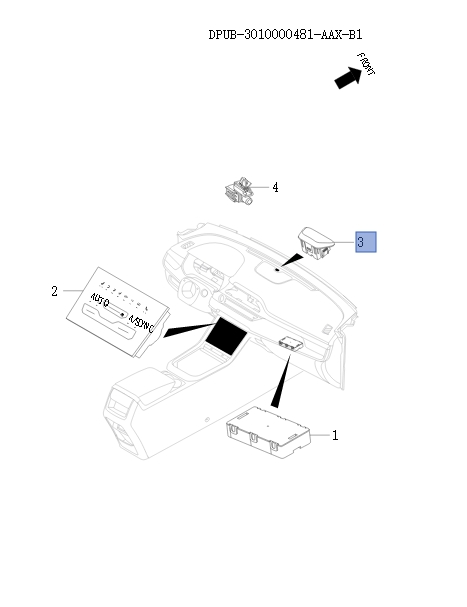Front internal air conditioning control component    55