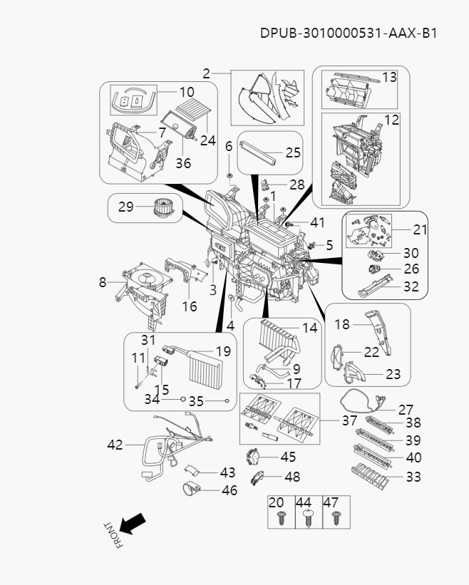 Front internal air conditioning components7-2
