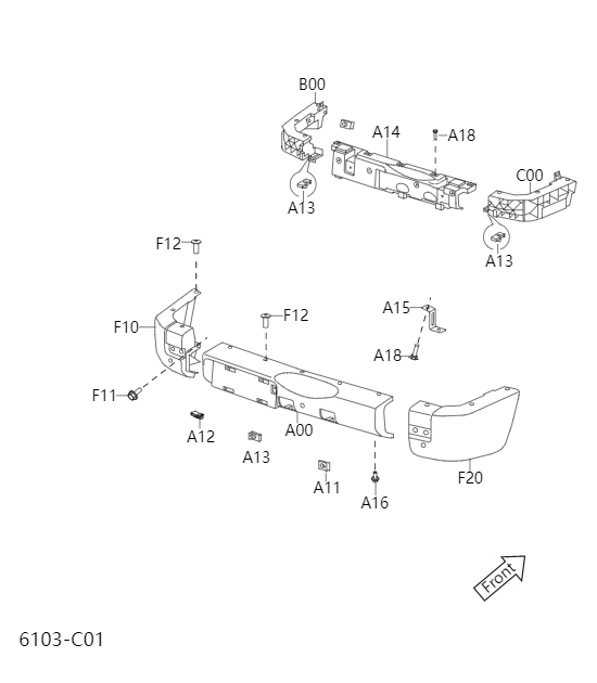 Rear bumper and bumper bracket6103