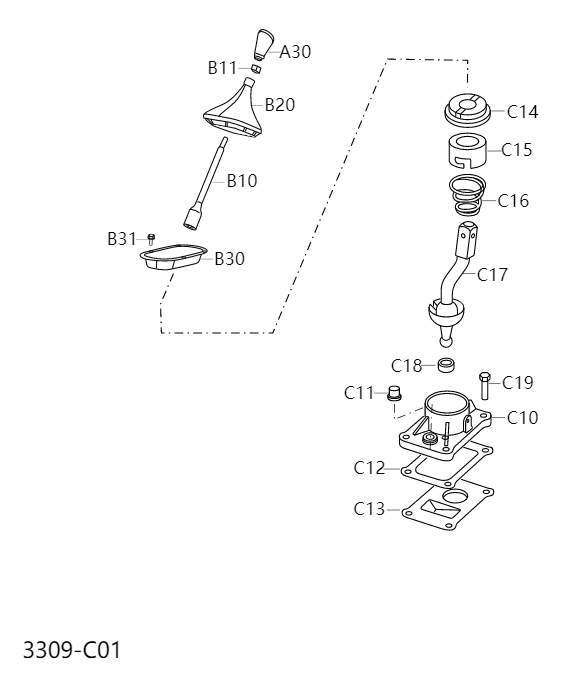 Shift lever and holder (MT)3309
