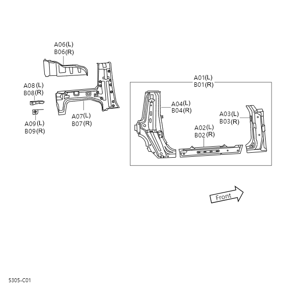 Side panel and reinforcing plate5305