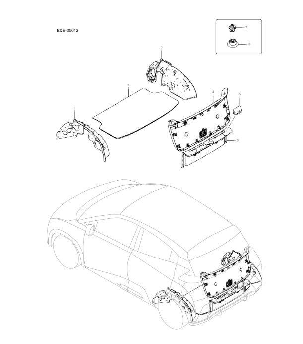 EQE-05012 Rear Panel and Luggage Interior