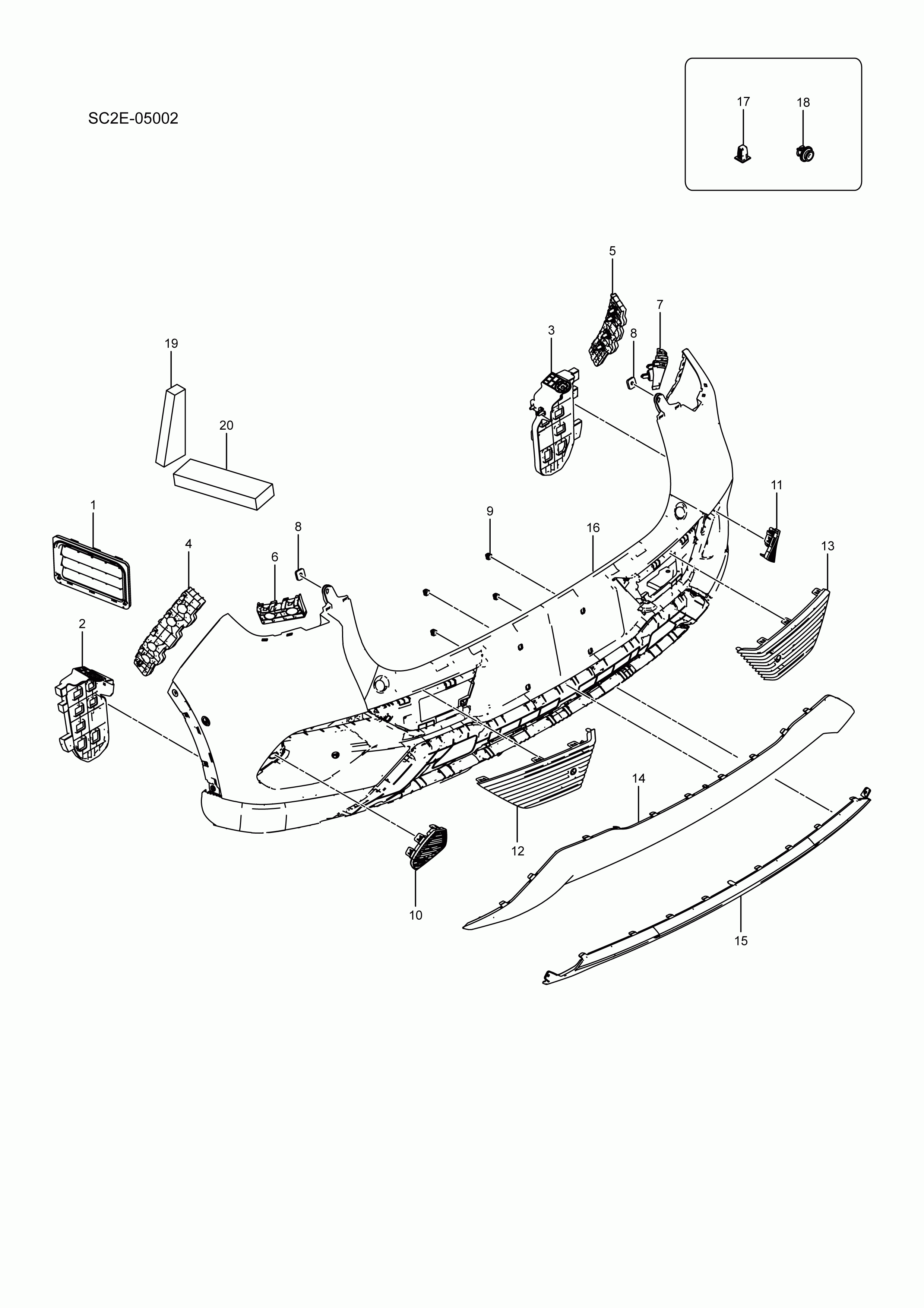 SC2E-05002 rear bumper