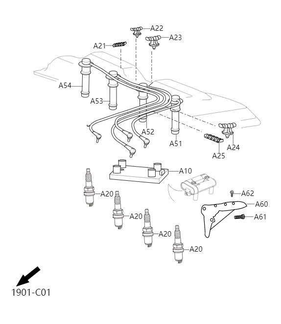 Ignition coil and spark plug1901