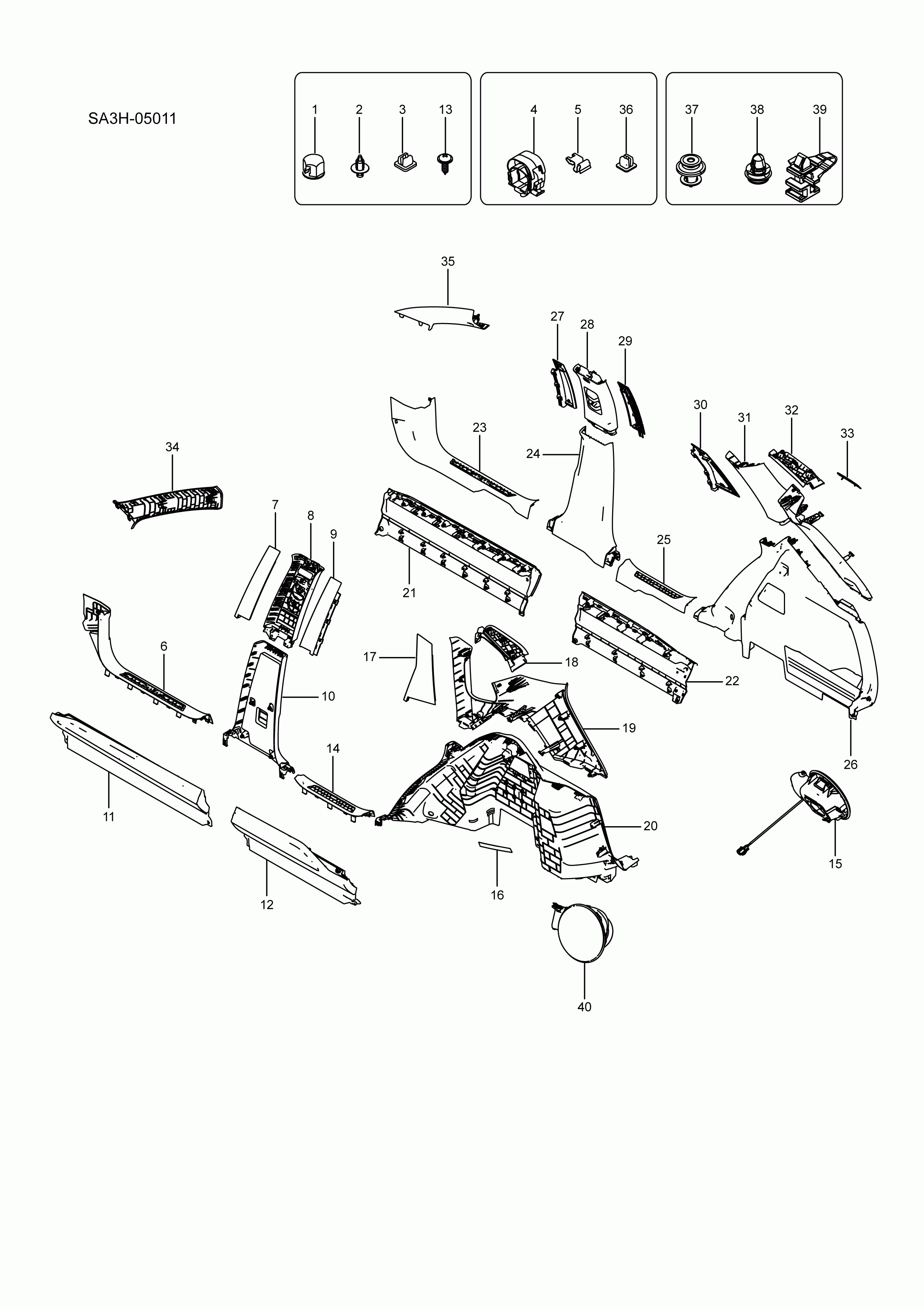 SA3HJ-05011 Side interior and exterior trim