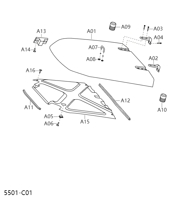 Engine hood and hinge5501