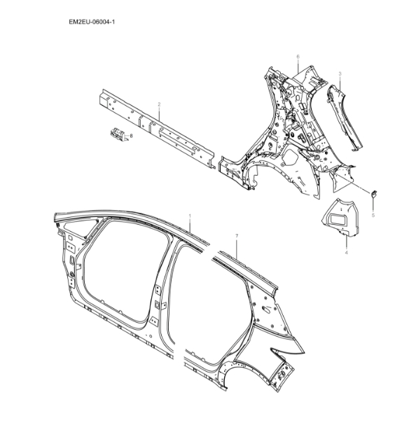 EM2E-06004-1 Side panel disassembly component