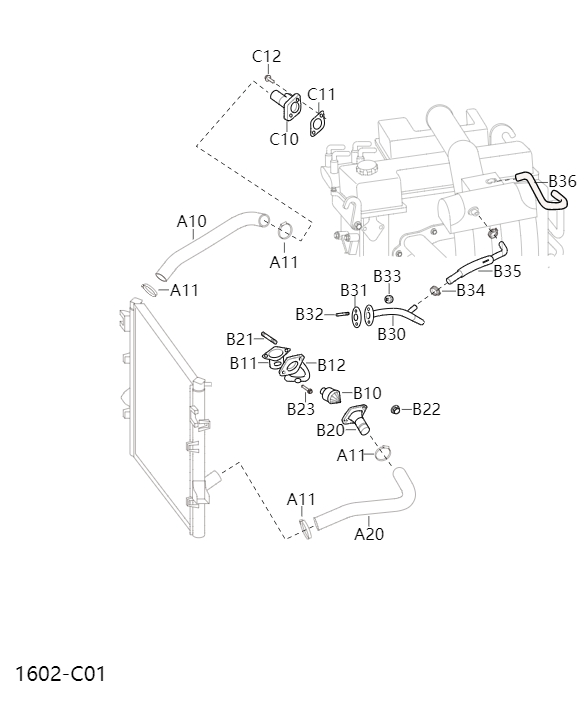 Engine cooling pipeline1602