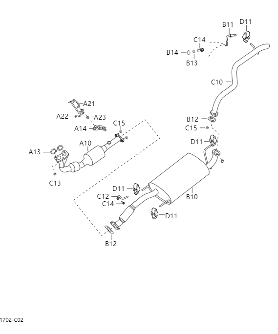 Exhaust pipe and muffler1702