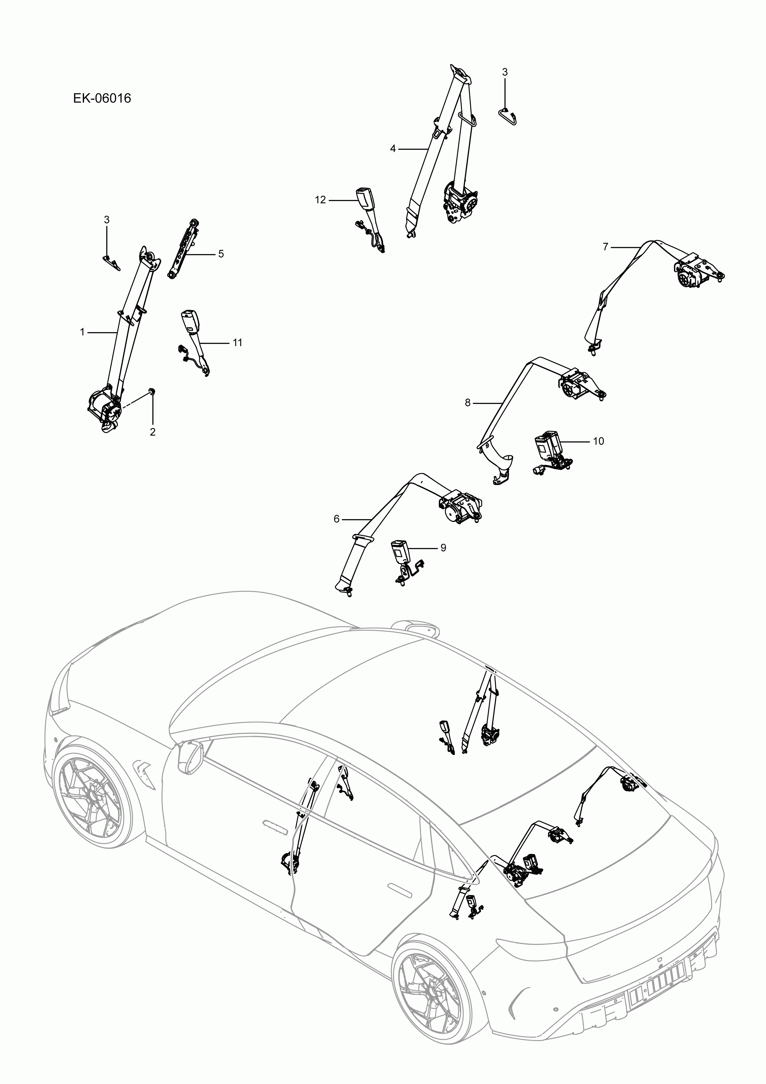 EK-06016 Full Vehicle Seat Belt Assembly