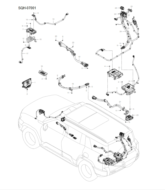 SQH-07001 High voltage electrical appliances, high voltage wiring harness