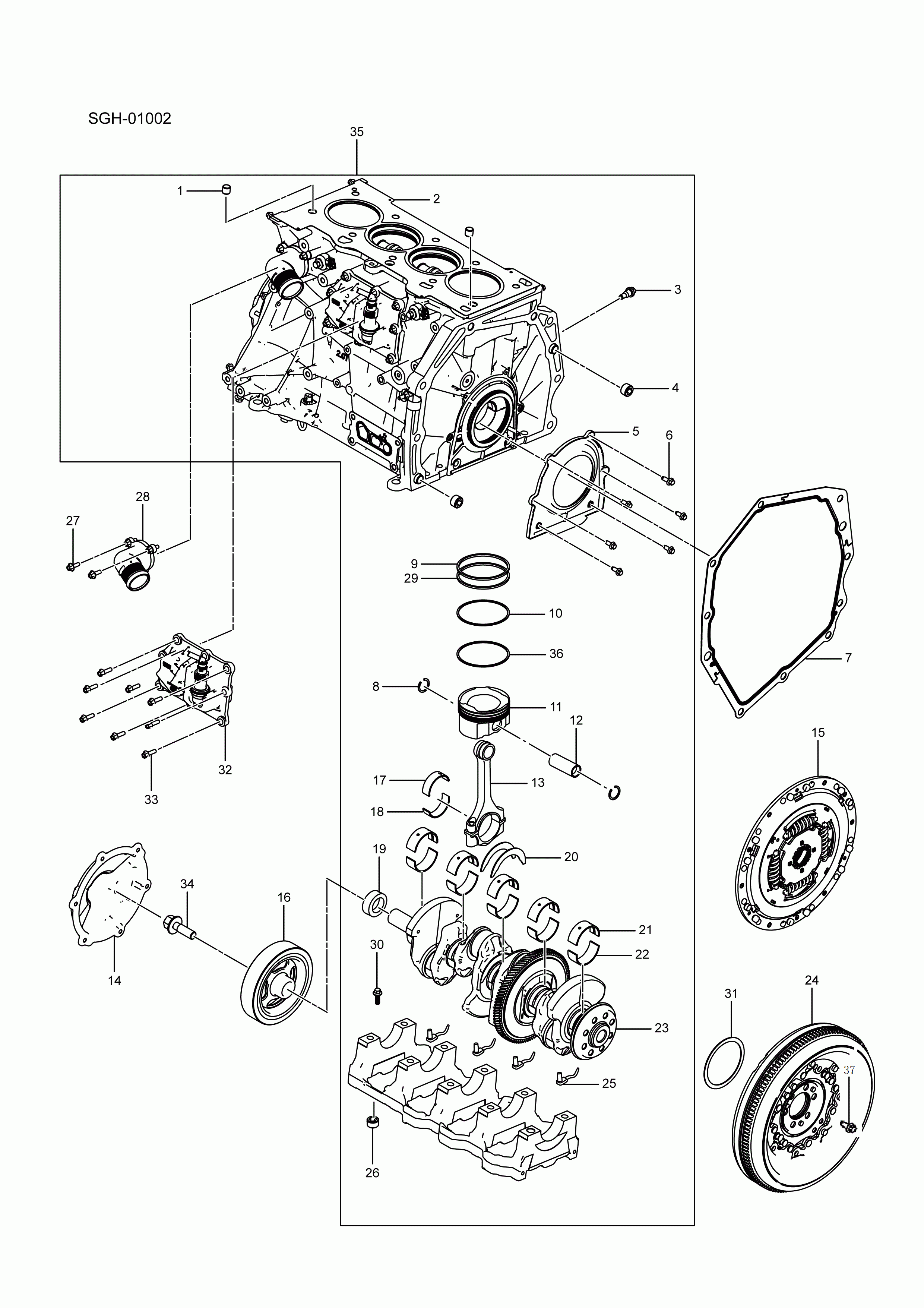 SQH-01002 cylinder block sub-assembly