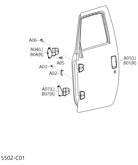 Front door panel and hinge5502
