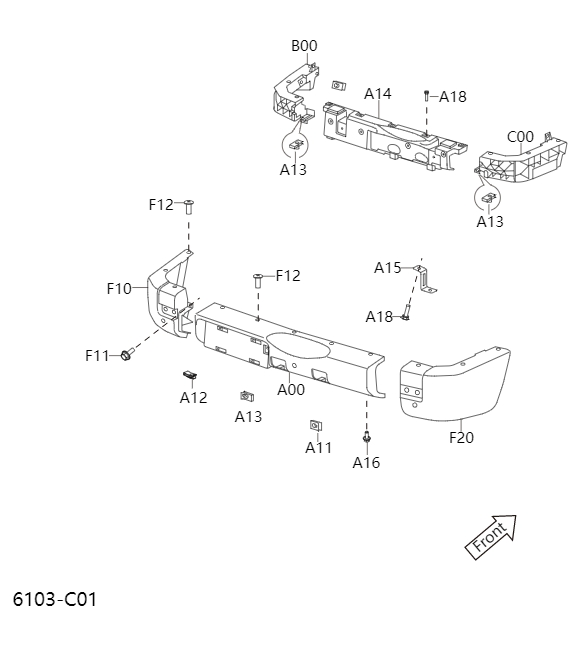 Rear bumper and bumper bracket6103