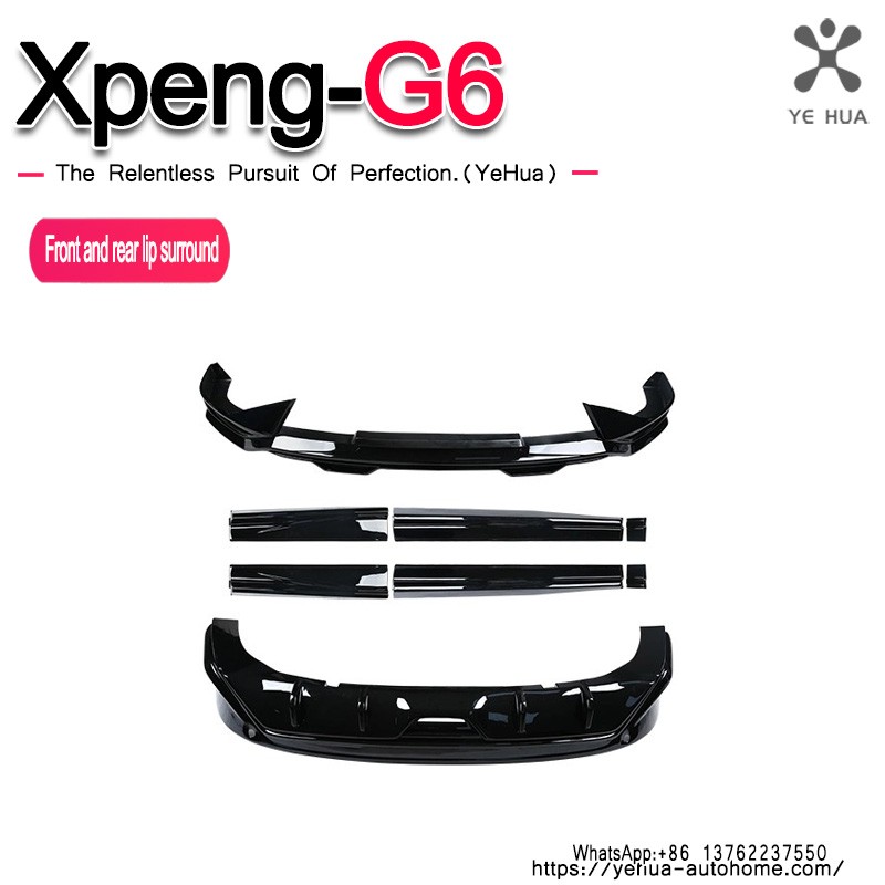 For Xpeng G6 2023-25 Front Shovel Side Skirt RearLip Modified New Style Spoiler Black ABS Body Kit Car Accessories