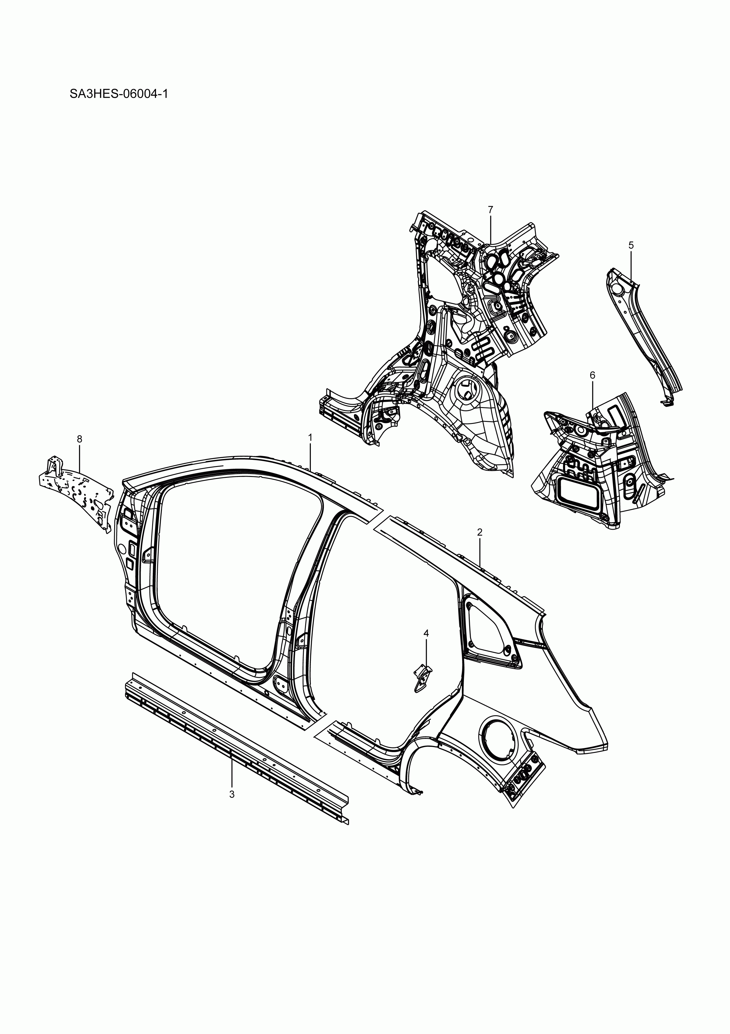 SA3HJ-06004-1 Side panel split parts