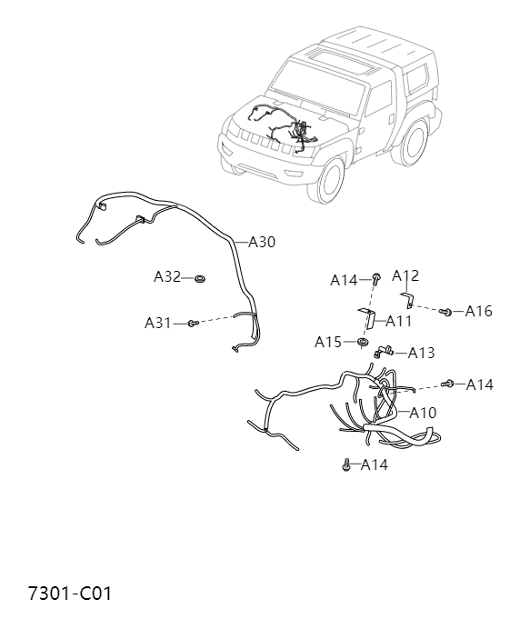 Wiring harness and switch - engine7301