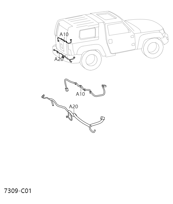 Wiring harness and switch - back door7309-1