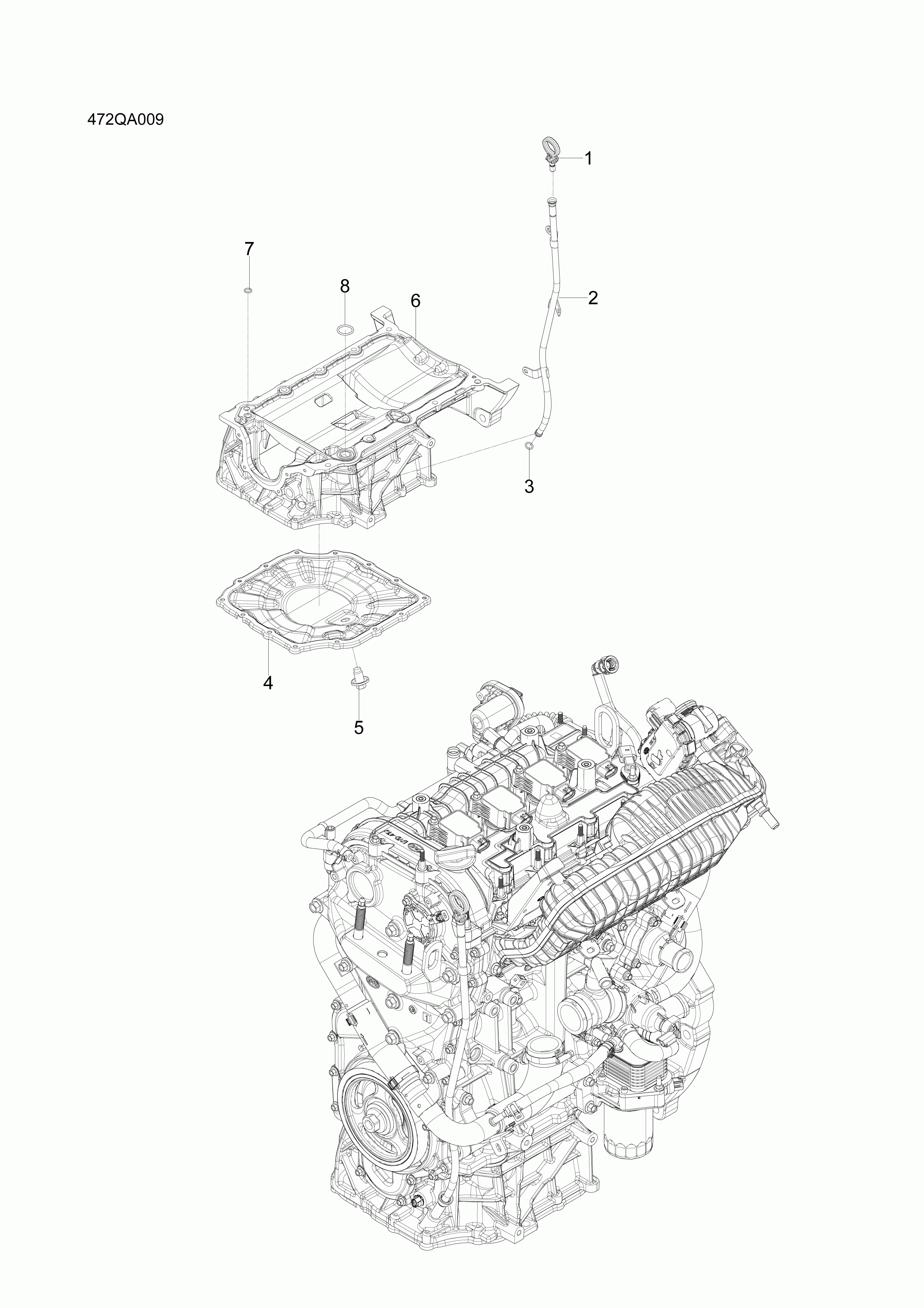 472QA009 oil pan assembly and accessories