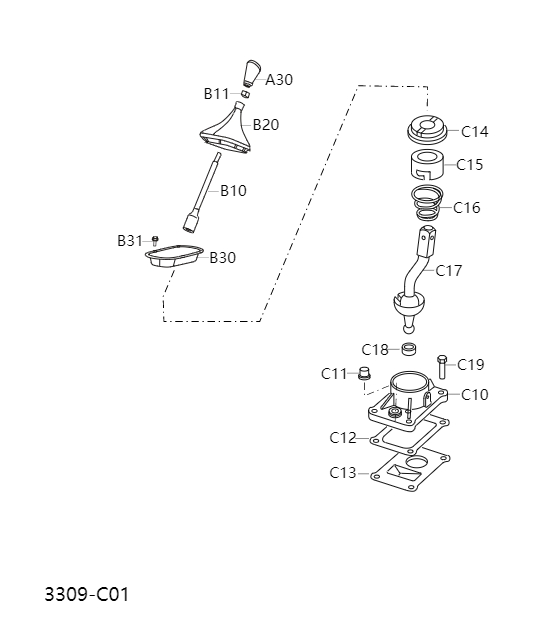Shift lever and holder (MT)3309