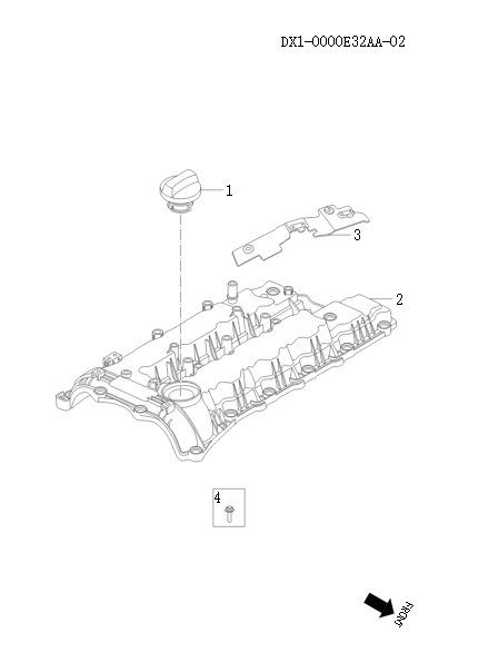 Jetour T2 valve cover, crankcase system DX1-0000E32AA-02