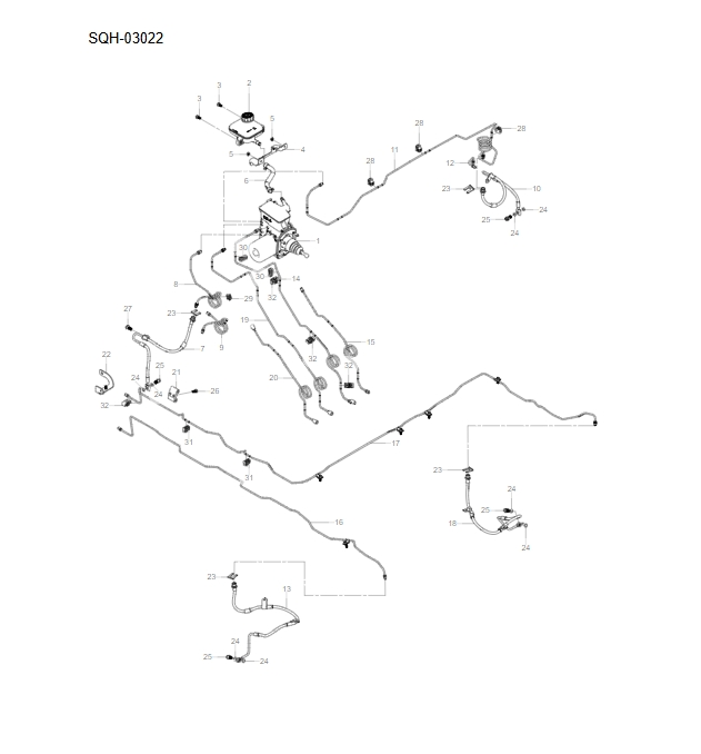 SQH-03022 Electronic control stability system and brake pipe assembly