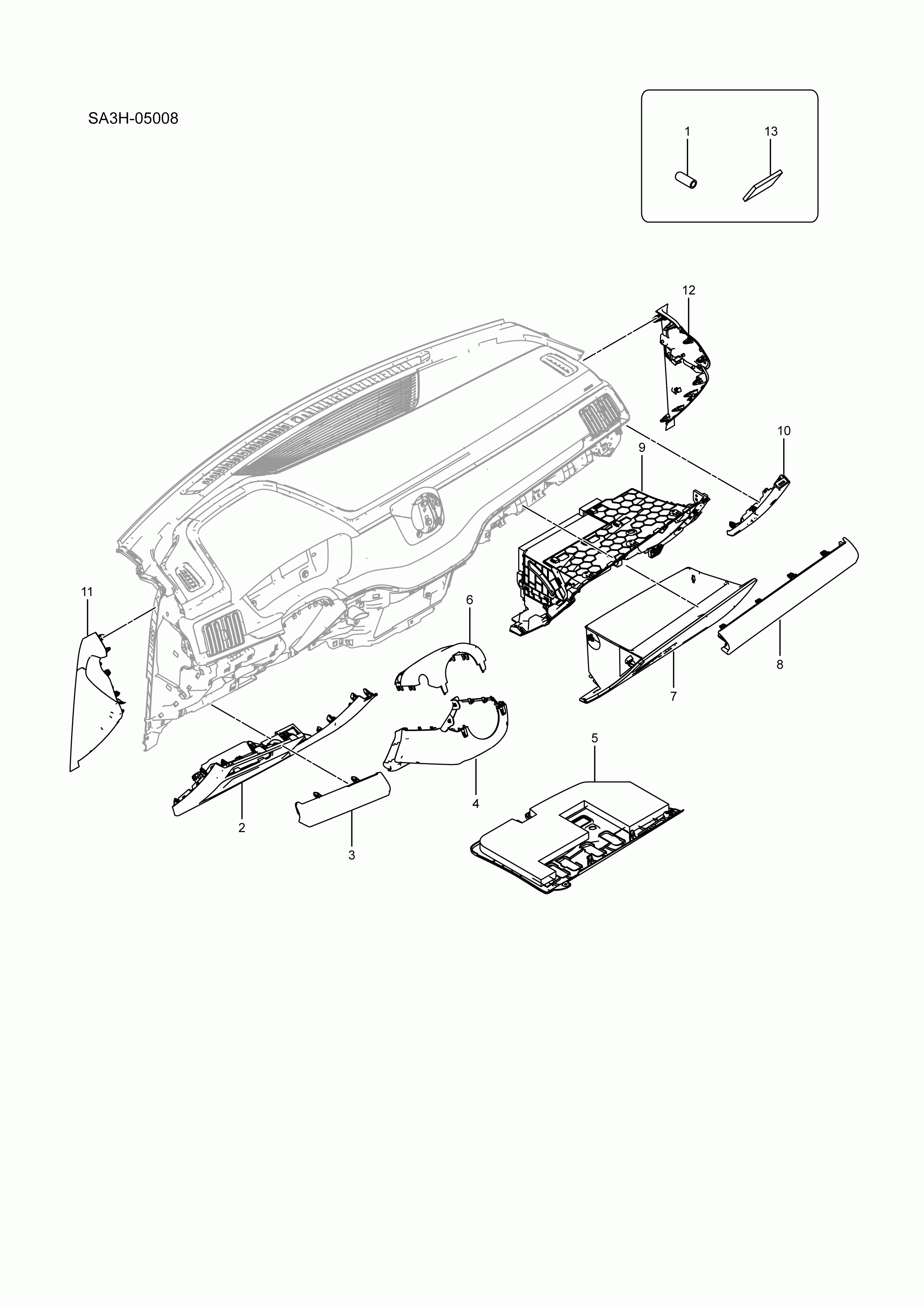 SA3HJ-05008 Instrument panel lower body